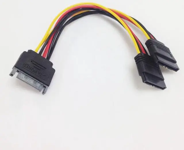 Alt view image 4 of 6 - SATA 15 Pin Male To 2 SATA 15 Pin Female 15Pin Power cable HDD Y Splitter Universal Connector Adapter