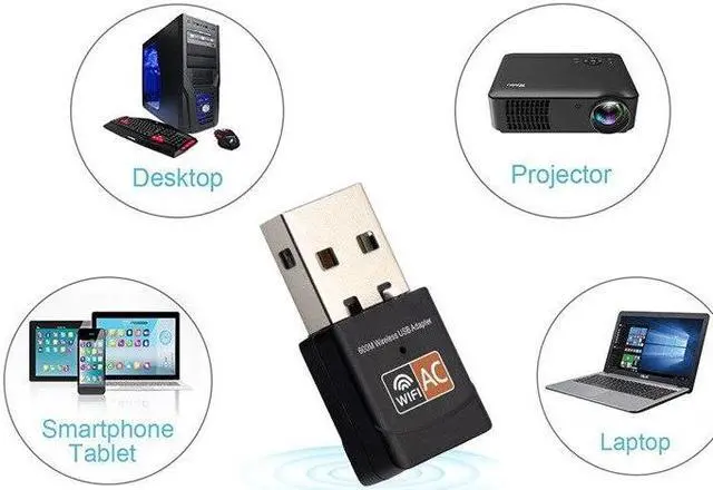 Alt view image 5 of 6 - Dual Band 2.4+5Ghz usb Lan Ethernet Receiver 802.11ac USB Wireless WiFi Adapter 600Mbps Wifi Antenna PC Network Card