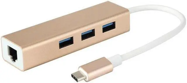 Alt view image 5 of 5 - 3 Ports USB 3.0 Hub USB 3.1 Type-C Male To 10/100/1000Mbps Gigabit Ethernet LAN Network Card RJ45 Adapter For Macbook