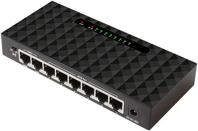 Alt view image 2 of 5 - 8 Port POE Ethernet Network Switch Lan Hub Ethernet Smart Switch Support 6-55V Power Supply  (2x10/100mbps + 6x POE Ports