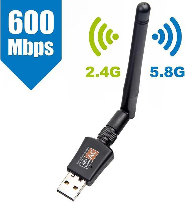 Alt view image 5 of 5 - Wireless USB Wifi Network Card 600M 802.11ac Dual Band Lan Adapter for Windows XP/Vista/7/8.1/10 Mac OS