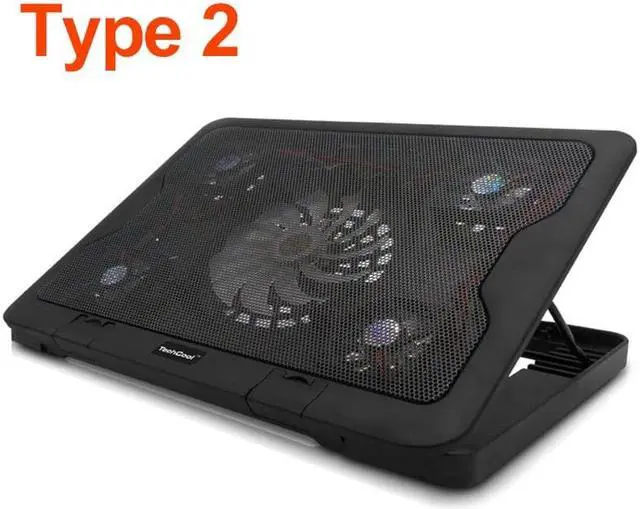 Alt view image 5 of 5 - DC 5V LED 5 Fan Cooling Pad Cooler Laptop Cooling Pad Fan USB Port Cooling Stand Holder Cooler Radiator Notebook 14" 15.6" 17"