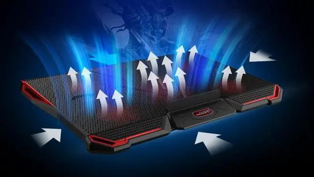 Alt view image 6 of 6 - COOL COLD Notebook PC Cooler Laptop Cooling Pad Stand Air Cooled 5 LED Fans 2 USB Ports Adjustable Holder for 15 15.6 17 Laptop
