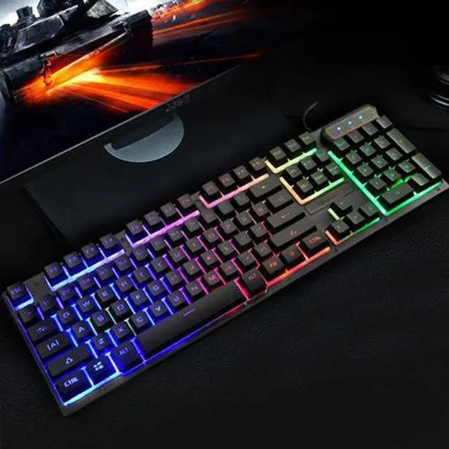 Alt view image 3 of 5 - USB Wired LED 104Keys Backlit Gaming Game Gamer Keyboard for PC Computer Csgo Overwatch Lol with Similar Mechanical Feel