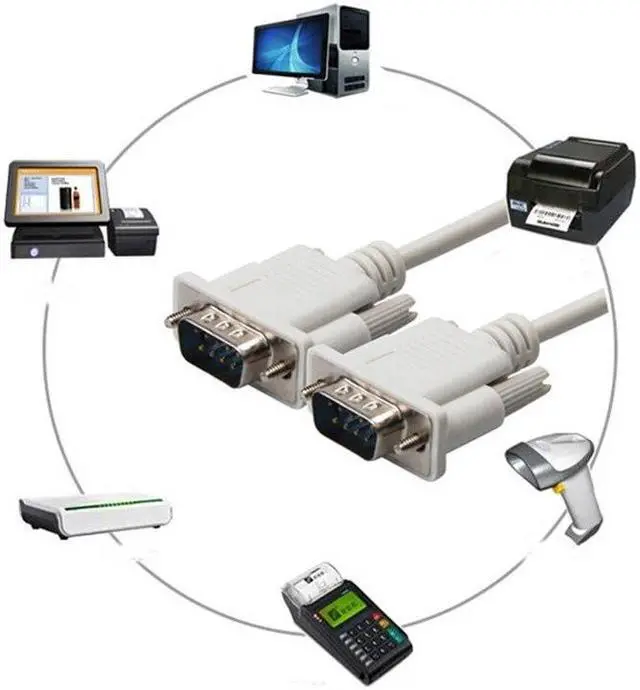 Alt view image 4 of 6 - DB9 Male to male SERIAL DB9 RS232 9 PIN Data Cable SERIAL Cable PC Converter Extension Connector 1.5m 3m