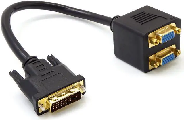Main image of High Quality DVI-I 24+5 Pins Male to 2 Dual VGA Female Monitor Adapter Splitter Cable