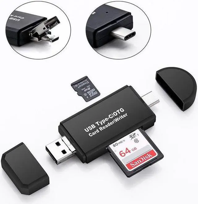Main image of Type C & micro USB & USB 3 In 1 OTG Card Reader  High-speed USB 2.0 Universal OTG TF/SD for Android Computer Extension Headers