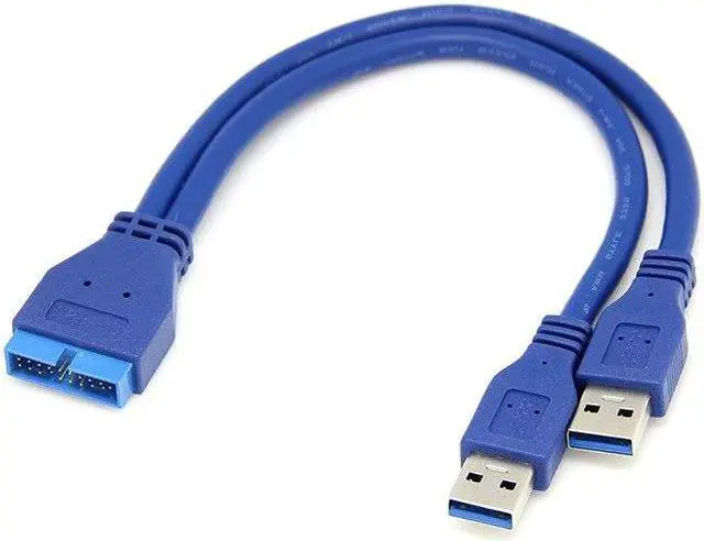 Alt view image 2 of 4 - Dual 2 Port USB 3.0 Type A Male to 20 Pin Motherboard Header Male Cable Cord Adapter USB Extension cable
