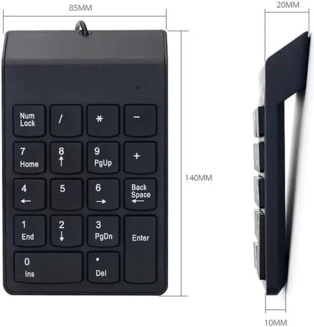 Alt view image 3 of 3 - Wired USB Numeric Keypad Slim Mini Number Pad Digital Keyboard 18 Keys for iMac/Mac Pro/MacBook/MacBook Air/Pro Laptop PC