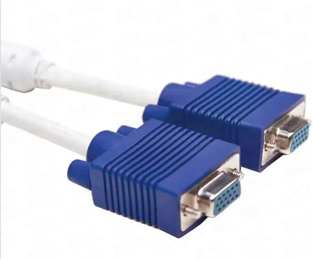 Alt view image 3 of 4 - High Quality 1 Computer to Dual 2 Monitor VGA Splitter Cable Video Y Splitter 15 Pin Two Ports VGA Male to Female