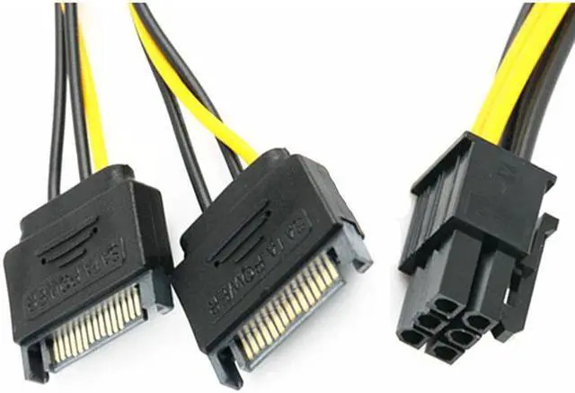 Alt view image 5 of 5 - Dual SATA 15Pin Male M to PCI-e 6 Pin Female F Video Card Power Cable For EVGA ASUS plug into a Video (VGA) Card