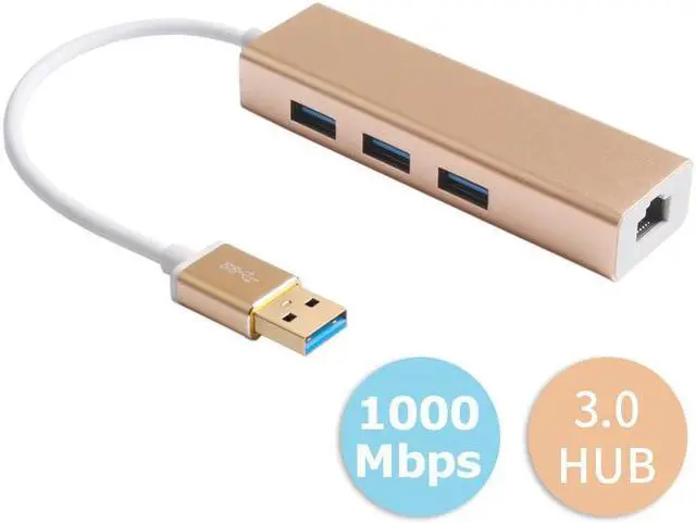 Alt view image 2 of 6 - USB3.0 Hub Gigabit Ethernet Network Adapter+3 Port Hub USB 3.0 To RJ45 10/100/1000M Lan Card For Macbook Windows 10