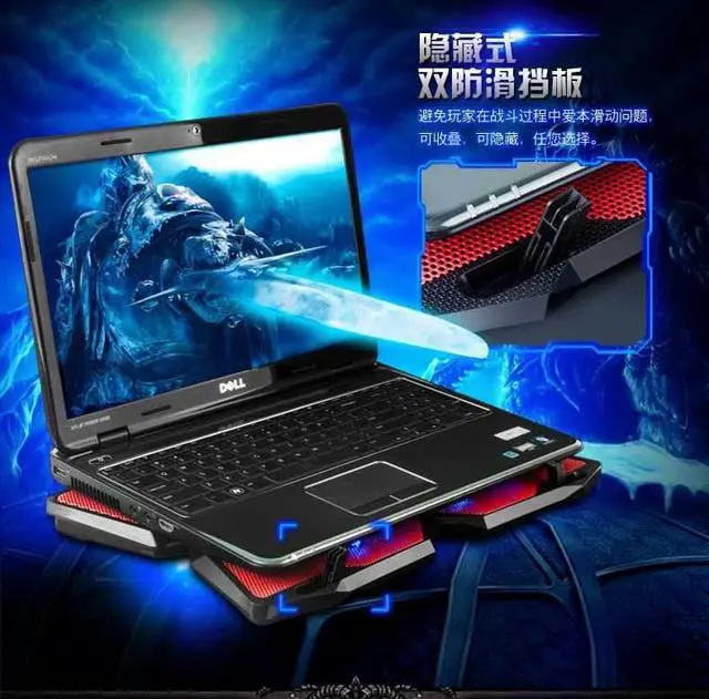 Alt view image 4 of 5 - Professional Game USB laptop Cooler With 4 Fans Slide-proof Laptop Stand 14"15.6" 17 Inch Laptop Cooling Pads Notebook Fan