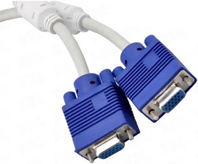 Alt view image 4 of 4 - High Quality 1 Computer to Dual 2 Monitor VGA Splitter Cable Video Y Splitter 15 Pin Two Ports VGA Male to Female