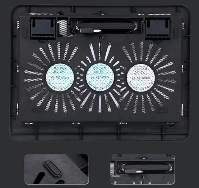 Alt view image 4 of 5 - 14 inches or less laptop Cooling Pad Laptop Cooler USB Hub with Big Cooling Fans Light Notebook Stand and Quiet Fixture