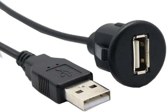 Alt view image 2 of 3 - 1m PC Car Dash Board Mount USB 2.0 Male To Female Socket Extension Panel Transfer Date Charging Cable