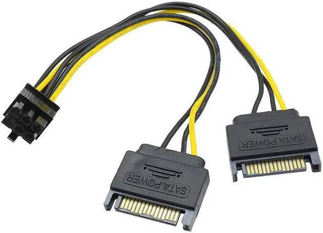 Alt view image 2 of 5 - Dual SATA 15Pin Male M to PCI-e 6 Pin Female F Video Card Power Cable For EVGA ASUS plug into a Video (VGA) Card