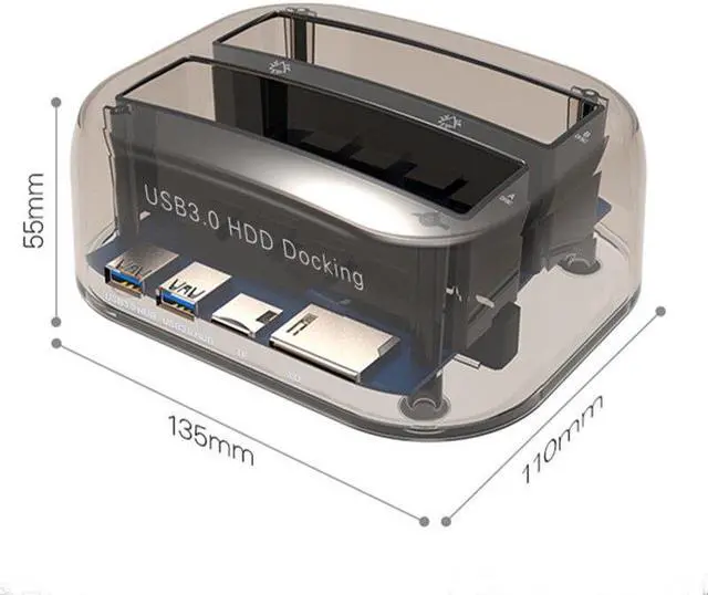 Alt view image 4 of 6 - 3.5 Inch & 2.5 Inch SATA USB 3.0 Plug And Play Multifunction HDD Docking Station Base Support SD/TF Card