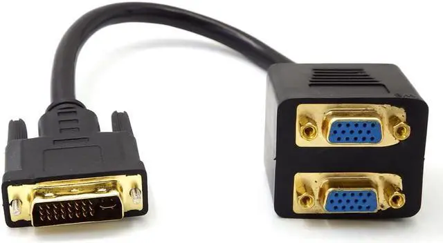 Alt view image 5 of 5 - High Quality DVI-I 24+5 Pins Male to 2 Dual VGA Female Monitor Adapter Splitter Cable
