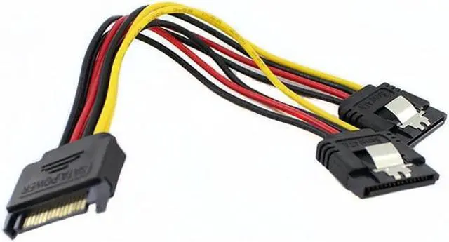 Alt view image 2 of 6 - SATA 15 Pin Male To 2 SATA 15 Pin Female 15Pin Power cable HDD Y Splitter Universal Connector Adapter