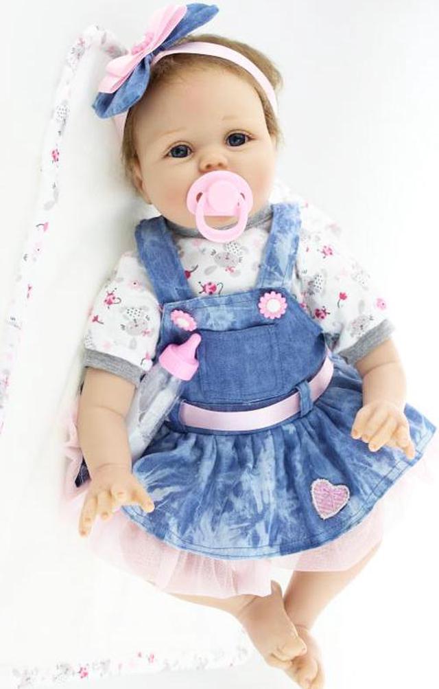Alt view image 2 of 5 - 22" Reborn Baby Dolls Lifelike Newborn Vinyl Silicone Baby Girl Doll Birthday US