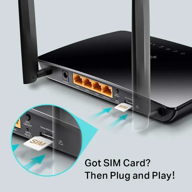Alt view image 7 of 7 - TP-Link TL-MR6400 300Mbps Wireless N 4G LTE Router 1 x WAN 3 x LAN 1 x SIM Card