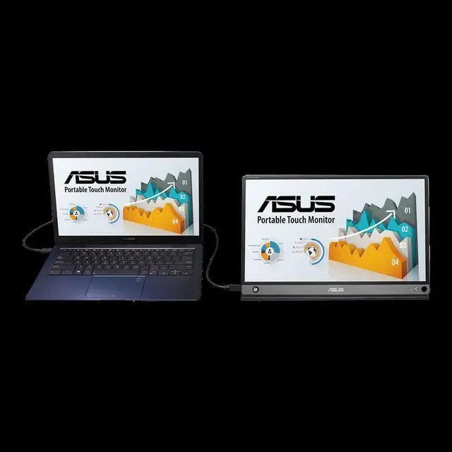 Alt view image 2 of 20 - ASUS ZenScreen Touch MB16AMT USB Portable Monitor  15.6-inch, IPS, Full HD, 10-point Touch, Built-in Battery, Hybrid Signal Solution, USB Type-C, Micro-HDMI, Compatible with Laptops, Smartphones, Gam