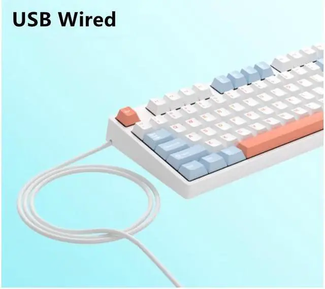 Alt view image 4 of 4 - iKBC C200 USB Wired Mechanical Gaming Keyboard Cherry MX Red Switch 87 keys PBT keycaps, Ergonomic Design-WHITE&Blue&Pink
