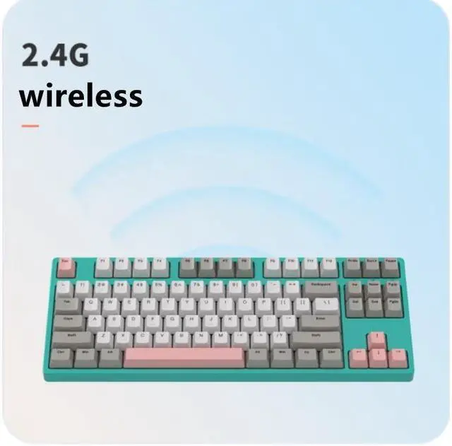 Alt view image 2 of 3 - iKBC Typeman W200 2.4Ghz Wireless 87 keys PBT Keycaps Mechanical Gaming Keybaord-Cherry MX Red (white&gray&green)