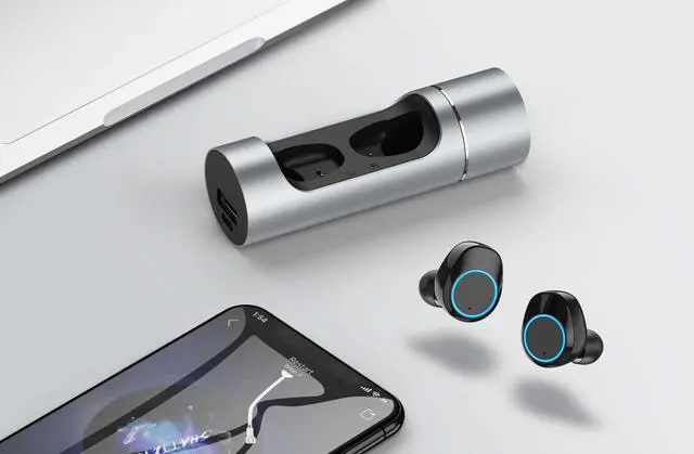 Alt view image 2 of 6 - Wireless Earbuds, K-01  Bluetooth 5.0 Headphones True Wireless Ear Buds 1000mAh Battery Fingerprint Touch Headphone