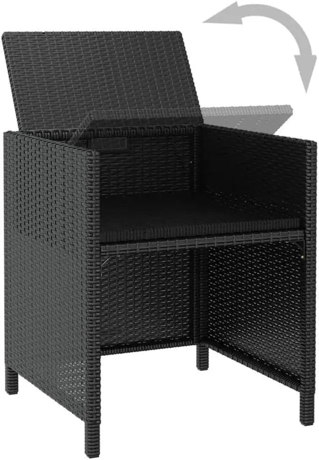 Alt view image 5 of 7 - vidaXL Patio Furniture Set Outdoor Table and Chair 11 Piece Acacia Wood Black