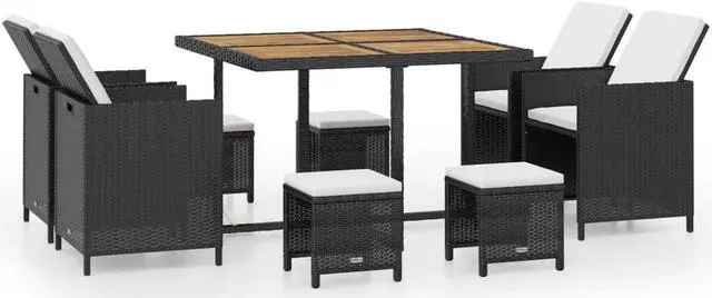 Main image of vidaXL Patio Dining Set 9 Piece Outdoor Table and Chair Acacia Wood Black