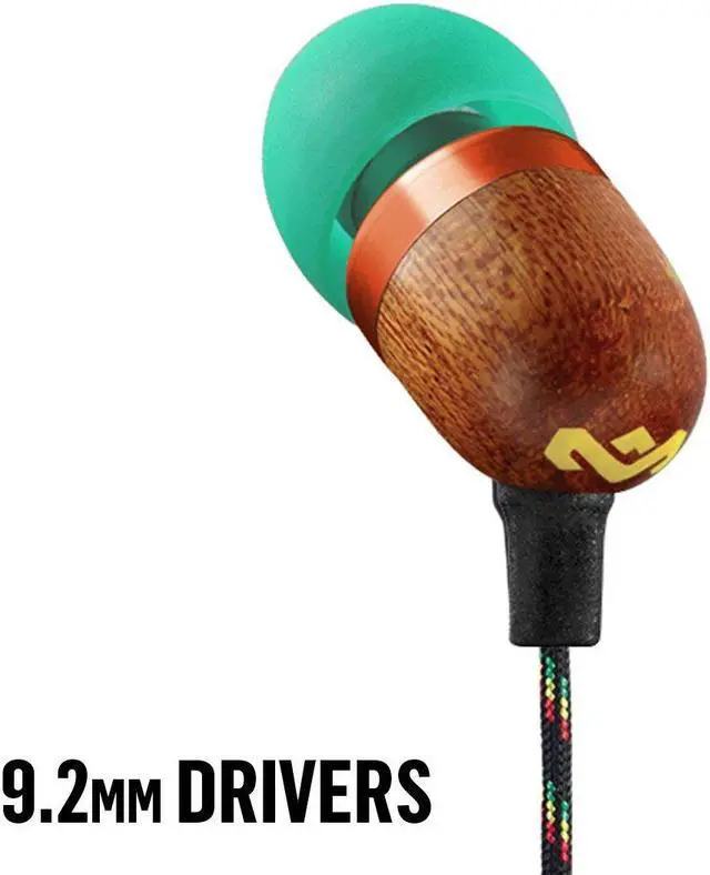 Alt view image 5 of 13 - House Of Marley Smile Jamaica In-Ear Wired Headphones with Mic, Rasta, EM-JE041-RA