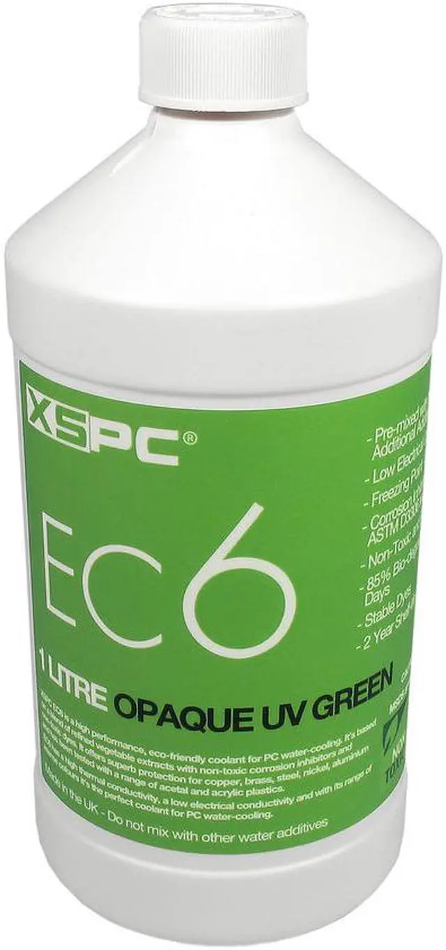 Alt view image 6 of 6 - XSPC EC6 High Performance Premix PC Coolant, Opaque, 1000 mL, UV Green