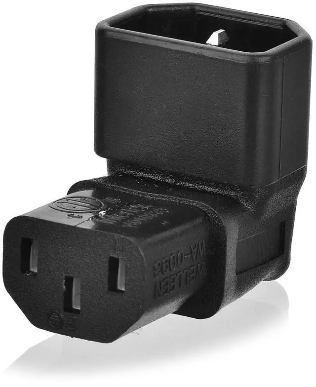 Alt view image 2 of 4 - CY PW-142 IEC Male C14 to Angled IEC Female C13 Power Adapter - Black/CY PW-142 IEC Male C14 to Up Direction Right Angled 90 Degree IEC Female C13 Power Extension Adapter