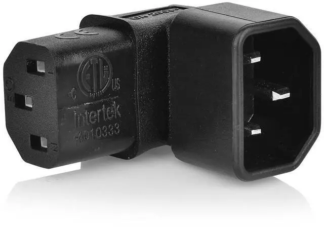 Alt view image 3 of 4 - CY PW-142 IEC Male C14 to Angled IEC Female C13 Power Adapter - Black/CY PW-142 IEC Male C14 to Up Direction Right Angled 90 Degree IEC Female C13 Power Extension Adapter