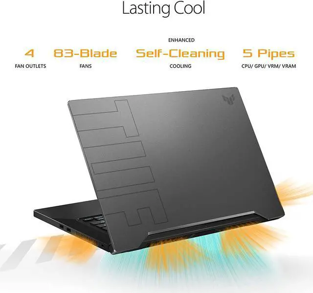 Alt view image 6 of 13 - ASUS TUF Dash 15 (2021) Ultra Slim Gaming Laptop, 15.6” 144Hz FHD, GeForce RTX 3050 Ti, Intel Core i7-11370H, 8GB DDR4, 512GB PCIe NVMe SSD, Wi-Fi 6, Windows 10, Eclipse Grey Color, TUF516PE-AB73