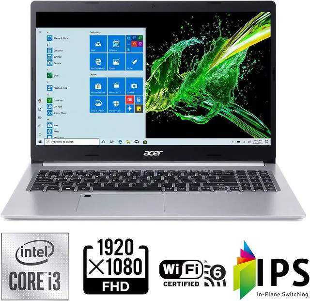 Alt view image 2 of 7 - Acer Aspire 5 A515-55-35SE, 15.6" Full HD Display, 10th Gen Intel Core i3-1005G1 Processor, 8GB DDR4, 128GB NVMe SSD, Intel WiFi 6 AX201, Fingerprint Reader, Backlit Keyboard, Windows 10 Home (S Mode)