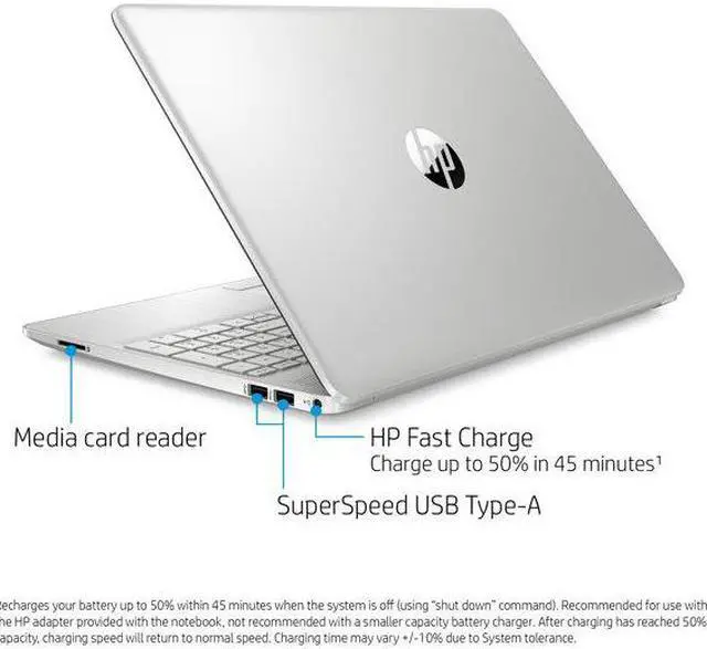 Alt view image 6 of 6 - HP 15.6" HD Laptop - AMD Ryzen 3 3250U - 4GB Memory - 128GB SSD + 1TB HDD - Windows 10, Natural Silver