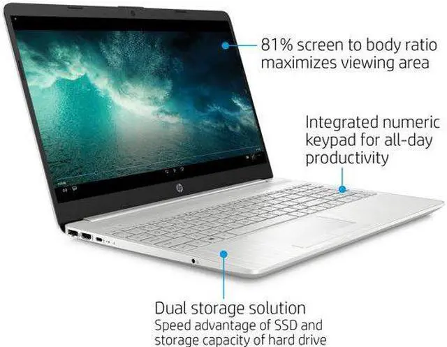Alt view image 2 of 6 - HP 15.6" HD Laptop - AMD Ryzen 3 3250U - 4GB Memory - 128GB SSD + 1TB HDD - Windows 10, Natural Silver