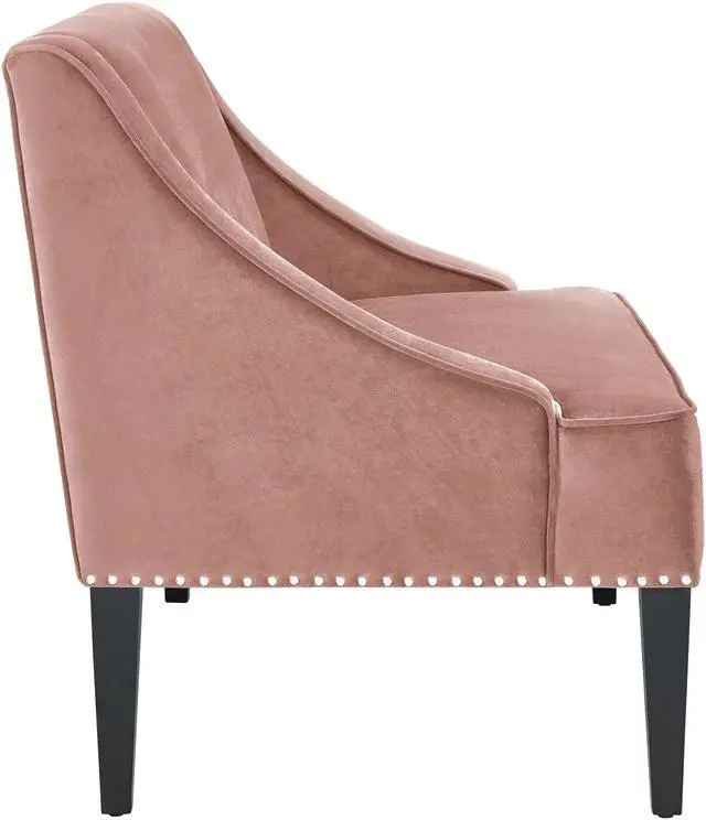 Alt view image 7 of 7 - Inspired Home Reyna Bench - Upholstered | Swoop Arm, Blush Velvet