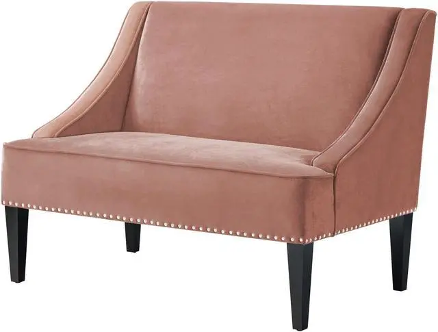 Alt view image 3 of 7 - Inspired Home Reyna Bench - Upholstered | Swoop Arm, Blush Velvet