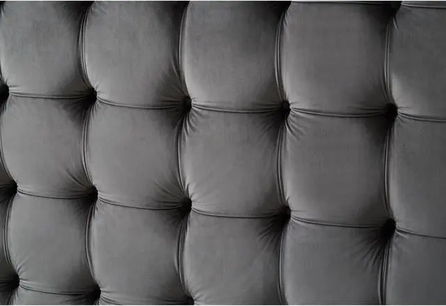 Alt view image 7 of 7 - Inspired Home Georges Platform Bed - Button Tufted | Grey Velvet
