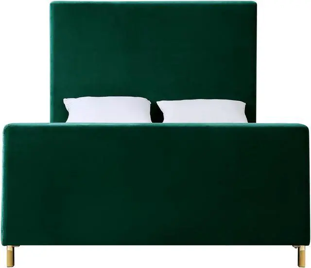Alt view image 3 of 5 - Inspired Home Montgomery Platform Bed - | Hunter Green Velvet