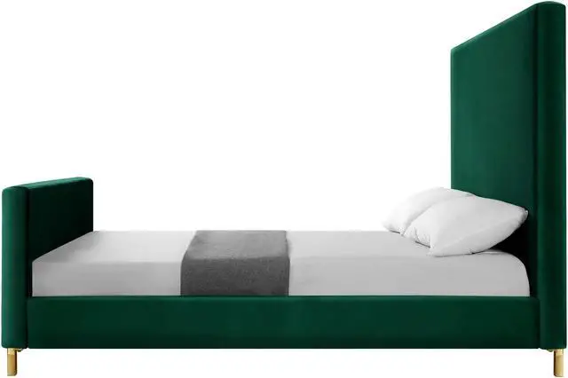 Alt view image 4 of 5 - Inspired Home Montgomery Platform Bed - | Hunter Green Velvet