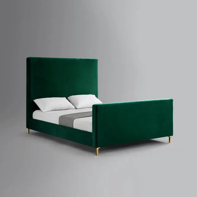 Alt view image 5 of 5 - Inspired Home Montgomery Platform Bed - | Hunter Green Velvet