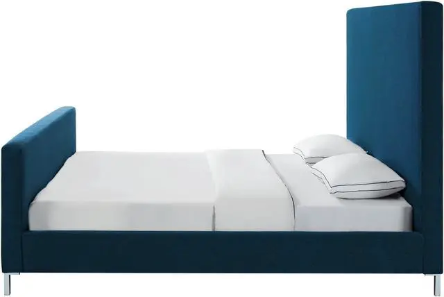 Alt view image 4 of 7 - Inspired Home Montgomery Platform Bed - Upholstered | Denim Linen
