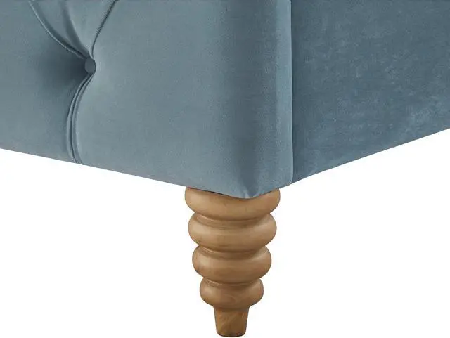 Alt view image 5 of 7 - Rustic Manor Rodolfo Bed - Diamond Tufted Headboard and Footboard | Upholstered, Light Blue Velvet