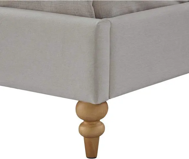 Alt view image 5 of 7 - Rustic Manor Chace Bed - Rolled Top Button Tufted | Nailhead Trim, Grey Linen
