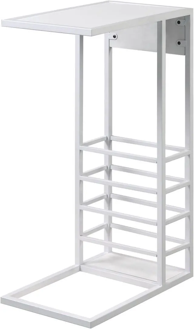 Alt view image 3 of 7 - Loft Lyfe Miller C Table - Magazine Holder, 2 USB Charging Ports, 2 Outlets, Power Plug | MDF Veneer Top, Metal Base, White/White
